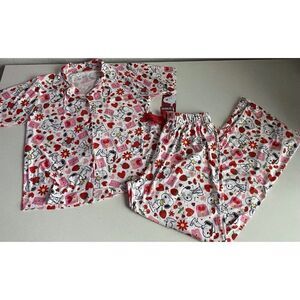 Peanuts SNOOPY Women’s Sz L Pajama PJ Set Short Sleeve Pants Valentines Red NEW